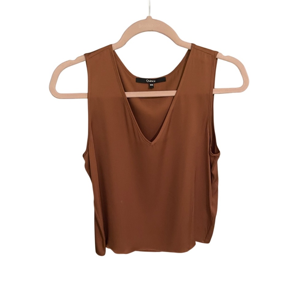 Silk Copper Brown Sleeveless Blouse